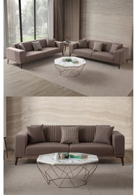 Resim Regnar 3+3 Koltuk Takımı Kahverengi Kahverengi 