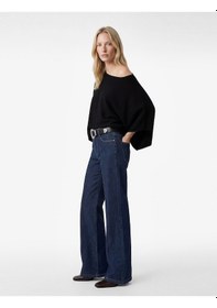 Resim Koton Uzun Yarasa Kollu Bisiklet Yaka Oversize Triko Panço Siyah 6wak90579ht Siyah 