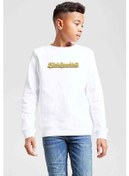 Resim Blind Guardian Logo Gold Baskılı Unisex Çocuk Beyaz Sweatshirt Beyaz 