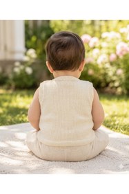 Resim GÜZEL KAMAN Bebek Yeleği 6 Aylık - 3 Yaş Arası Ğiyilen Iki Ceplı Araba Resimli Gri-krem Şık Kullanılışlı 