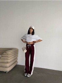 Resim Rawea Oversize Unisex Eşofman Takımı - Dijital Baskılı, Pamuklu & Rahat Bordo 