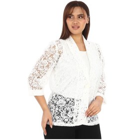 Resim Lady Majestic Dantel Büyük Beden Kadın Ceket 44709 Beyaz 