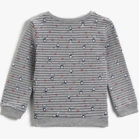 Resim Kız Bebek Tavşan Baskılı Sweatshirt Bisiklet Yaka 
