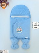 Resim Erkek Bebek Kundağı Fitilli Kadife Ayaklı Bebek Dış Kundak Battaniyesi Hastane Çıkışı Kundak Mavi 