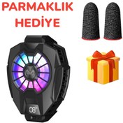 Resim RabbitTech Işıklı Derece Göstergeli Oyun Hızlandırıcı Telefon Soğutucu Fan 4.6-6.5 Inç Uyumlu 