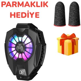 Resim RabbitTech Işıklı Derece Göstergeli Oyun Hızlandırıcı Telefon Soğutucu Fan 4.6-6.5 Inç Uyumlu 