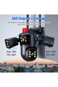 Resim PASACO 8mp 4k Ultra Hd Gece Görüşlü 3 Lensli Hareket Takipli Alarmlı Wifi Kamera Ip Güvenlik Kamerası 