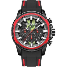 Resim Yifomall Megır 2133 Erkek Spor Kol Saati - Kuvars Cam, Silikon Kordon, 3atm Su Geçirmez, Gündelik Kullanım, Kronometre, Takvim, Gece Aydınlatması, Siyah-kırmızı Desen Kutu İçerisinde Siyah - Beyaz 