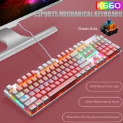 Resim Shuji Kablolu USB Mekanik Klavye 104 Tuşlu Ergonomik Oyun Klavyesi Mouse Seti Oyun Yazma Pc Uyumlu Pembe(Yurt Dışından) 