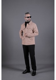 Resim Ohepmoda Dikiş Detaylı Erkek Kaşe Kaban Mont Camel 