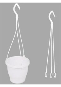 Resim Katı Plastik Makrome Askılı Saksı 20 Adet Kahverengi 16 Cm 