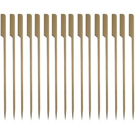 Resim Ahşap Yassı Tutamaklı Saplı Çöp Şiş - Boy : 12 Cm. - 100 Adetlik 10 Paket 