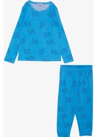 Resim Macawi Breeze Erkek Çocuk Pijama Takımı Kaplumbağa Desenli 1.5-5 Yaş, Mavi-mavi Mavi 