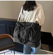 Resim Gateesat Eonothem Siyah Geniş Seyahat Çantası Ayarlanabilir Askı Cep Haftasonu Ve Uzun Seyahatler İçin Siyah 