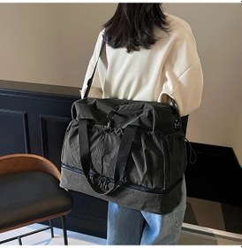 Resim Gateesat Eonothem Siyah Geniş Seyahat Çantası Ayarlanabilir Askı Cep Haftasonu Ve Uzun Seyahatler İçin Siyah 