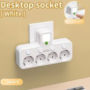 Resim Bağımsız Anahtarlı 4 Çıkışlı Avrupa Standart Priz, Gece Işığı Dönüştürücülü Çoklu Portlu Duvar Adaptörü Ev Kullanımı İçin 