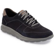 Resim Tergan Lacivert Hakiki Nubuk Deri Erkek Sneaker - E24I1AY56858-C39 