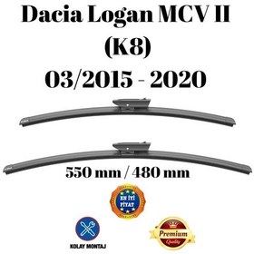 Resim Dacia Logan Mcv Iı K8 2015 2016 2017 2018 2019 2020 Uyumlu Ön Cam Muz Tipi Silecek Süpürgesi Seti 550/480mm Silbak 