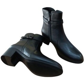 Resim Castle Black 24113-1 Kadın Hakiki Deri Kısa Topuklu Günlük Casual Bot Siyah Siyah 