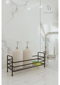 Resim Atacı Banyo Mutfak Organizer Modern Siyah Metal Baharatlık Standı -tezgah Üstü Metal Banyo Düzenleyici Siyah 