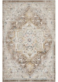 Resim Cool Halı Zaraf Krem Kahve Halı Klasik Göbekli Desen Ev Oda Halısı Oturma Odası Salon İnce Halı 