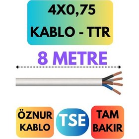 Resim Öznur 4x0,75 Ttr Kablo Metre Seçenekli Beyaz - 8 Metre 