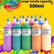 Resim 500ml/16.49oz Büyük Kapasiteli Çok Renkli Uçlu Kolay Sıkılabilir Profesyonel Akrilik Boya, Güçlü Kapatıcılık Toksik Olmayan Su Geçirmez DIY Duvar Sanatı Boyama için 