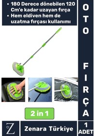 Resim Oto Bakım 180 Derece Dönen Su Emici Tak Çıkar Paspas 2in1 Mikrofiber Uzun Saplı Araba Yıkama Fırçası 