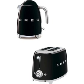 Resim Smeg Siyah Kettle ve 2x1 Ekmek Kızartma Makinesi SETI-KLF03-TSF01BL1 