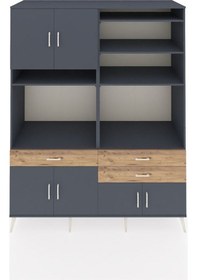 Resim Kronos Gardrop 10 Raflı 3 Çekmeceli 8 Kapaklı 176x59x221 Antrasit-antrasit/çam Beyaz 