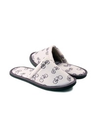 Resim Erkek Beyaz Bisiklet Desenli Yumuşak Tabanlı Ev Terlik Beyaz 