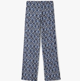 Resim Koton Geniş Paça Beli Lastikli Rahat Kalıp Pantolon Mavi Desenli 5sal40012ık Mavi Desenli Mavi 