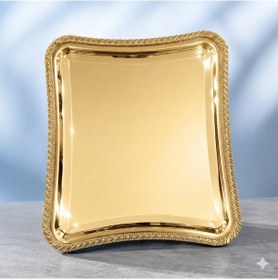 Resim Başak Model Gold İtalyan Sunum Tepsisi 21x18,5 Cm Şık Ve Zarif Servis Tepsisi 