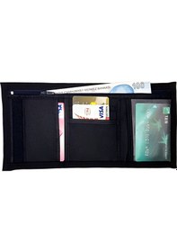 Resim Vanilla Collection Cırt Cırtlı Kapak Fermuar Para Bölmeli Unisex İnterpeks Kumaş Genç Spor Cüzdan Siyah Floter 