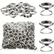 Resim 500 adet 6/10/12mm halka yıkama ve halka kiti, afişler ve posterler için metal halka kumaş elbise kemerleri (gümüş) 