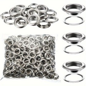 Resim 500 adet 6/10/12mm halka yıkama ve halka kiti, afişler ve posterler için metal halka kumaş elbise kemerleri (gümüş) 