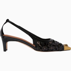 Resim Regent 55 Low Open Court Mules, Parıltılı Siyah File ve Antik Pirinç - Siyah / 41 