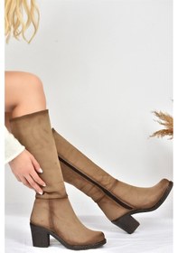 Resim Fox Shoes Vizon Kalın Topuklu Günlük Kadın Çizme C674250302 Vizon 