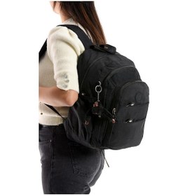 Resim Baginn Kadın Sırt Çantası Çok Cepli 30 25 Cm Hafif Klinkır Kumaş Spor Seyahat Çantası Su İtici Kumaş Siyah 