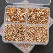 Resim 400 adet/kutu DIY El Sanatları Aksesuarları Paketi: 2mm, 2.5mm, 3mm Konumlandırma Boncukları, Klipsler, Gevşek Boncuklar, Boşluk Boncuklar, Düz Klipsler, Çift Klipsler, Son Klipsler, Douban Klipsler. Bileklik, Ayak Zinciri, İnci Kolye, Bağlantı Boncukları ve El Sanatları için Uygun. 