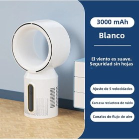 Resim Bebekler İçin Elektrikli Kanatsız Masa Vantilatörü 5 Hız Beyaz 3000mah, 