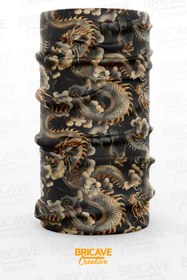 Resim Bricave Asya Ejderha Tasarımlı Motosiklet Bandana Boyunluk Maske 
