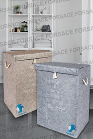 Resim FORSACE 2'li Set Keçe Kapaklı Kirli Çamaşır Sepeti 55 X 41 X 30 Cm*2 Adet 