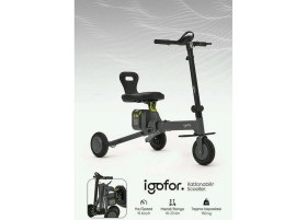 Resim Toyfest Igofor 3 Tekerlekli Katlanabilir Elektrikli Oturulabilir Scooter Gri EM301-G 