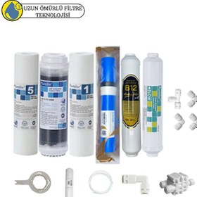 Resim Pemax Water Solutions Purefer Açık Kasa Çift Sedimentli Sertifikalı 6'lı Vontron Helixfil Yüksek TDS Mebran B12 Alkalili 