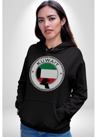 Resim Kuveyt Bayrağı Kadın Erkek Siyah Kapüşonlu Sweatshirt Hoodie Siyah 