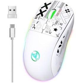Resim Rogfer Hxsj T90 Rgb Işık Üç Modlu Kablosuz Oyun Faresi Beyaz Diğer - White Diğer 