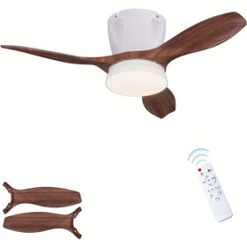 Resim Goes Modern Led Işıklı Tavan Vantilatörü 3 Renk Işık 3 Kademe Hız Sessiz Beyaz Gövde Kiraz Kanat Avize 