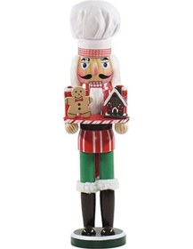 Resim Lijinxu Fındıkkıran Şekil Ahşap El Sanatları Oyuncak Şömine Şenlikli Dekorasyon 14" Stil C 