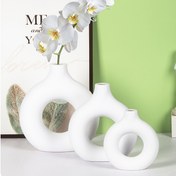 Resim 1 adet Dairesel Kesikli Beyaz Geometrik Vazo - Minimalist Plastik Çiçek Tutucu Ev Dekoru, Mezuniyet, Öğretmen Günü, Anneler Günü, Okula Dönüş Hediyeleri, Parti Malzemeleri, Parti Süsleri | Modern Vazo | Pürüzsüz Bitiş 